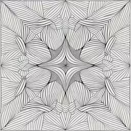 a pattern with a white background that looks like lines,an intricate black and white drawing that resembles leaves,an intricate print is in the middle of the drawing,a square shaped drawing with leaves in the middle,black and white abstract art of flowers with a decorative square in the center