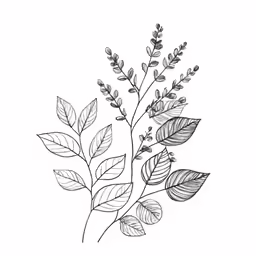 the leaves and branches of this plant are drawn with pencils