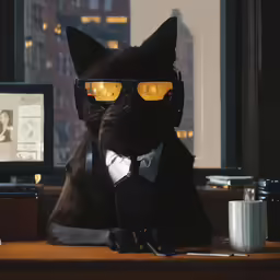 a cat wearing some sunglasses is sitting next to a television