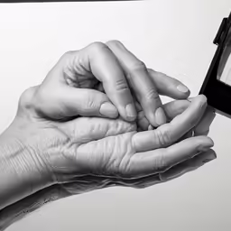 the person has their hands extended to display the clock