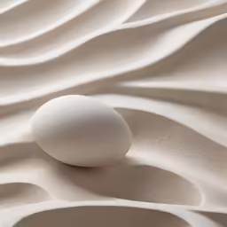 an egg on sand, with small wave in the background