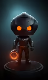 a character is shown with orange glowing eyes
