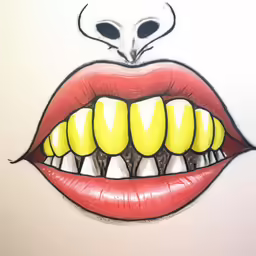 an artistic illustration of a yellow teeth and white teeth
