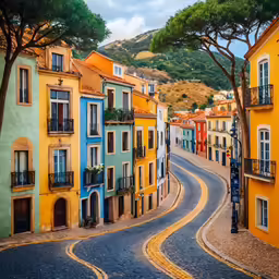 colorful street lined with buildings in europe