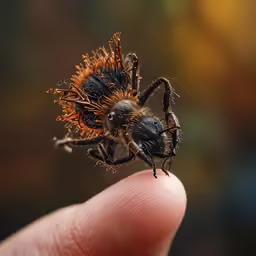 a close up of a bug being held up