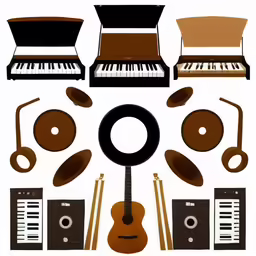 there are different musical instruments in this image