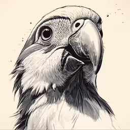 the black and white drawing of an african hawk