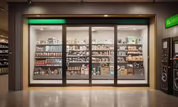 a store display with lots of items inside