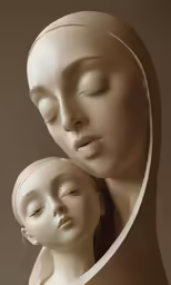 a dummy woman is holding her baby while she sleeps