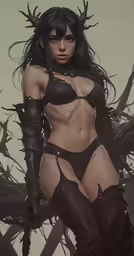 a very pretty woman in a black outfit