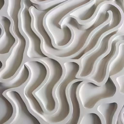 the back of a sculpture that has wavy shapes on it