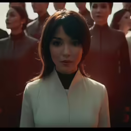 an image of a woman that is standing near many other people