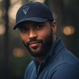 a male in a hat is in the woods