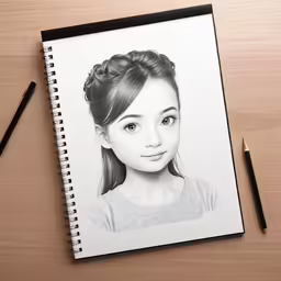 a pencil drawing of a girl with long hair