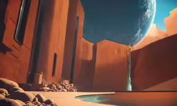 an illustration of a sci - fi alien landscape
