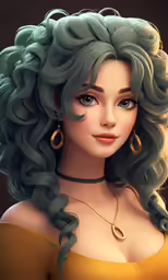 a painting of a woman with large hair