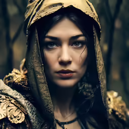 the image shows a woman with blue eyes