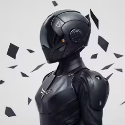 a sci - filai standing in black leather in a white background