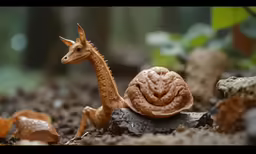 a small brown animal next to a larger brown animal on dirt
