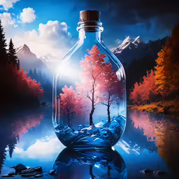 a picture of the inside of a bottle containing trees