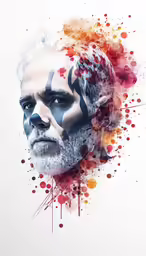 a man with his face painted like the united states