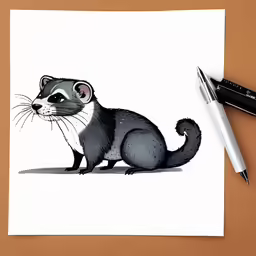 a card of a cartoon animal sitting on top of a wooden table