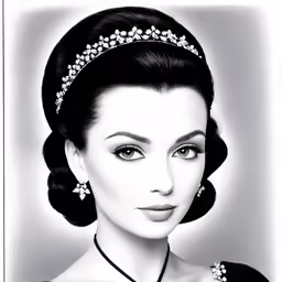a woman wearing a tiara and earrings