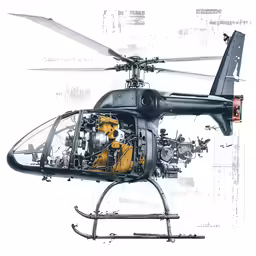 the helicopter is sitting on the ground