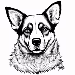 a drawing of a dog on white paper