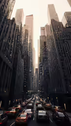 many cars driving down the city streets