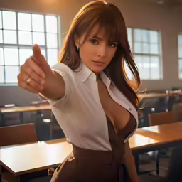 this is an image of a beautiful woman with cleavage