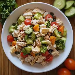 this is a pasta salad with cucumbers and tomatoes
