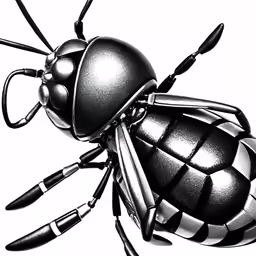 black and white drawing of an insect