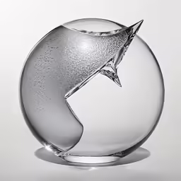 an artistically designed glass vase in the shape of a flying airplane
