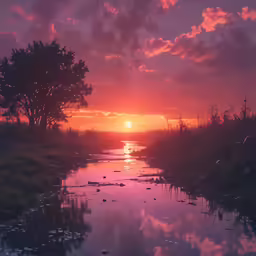 an image of the sunset from the land side
