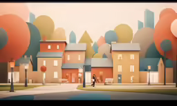 several different colored houses next to each other