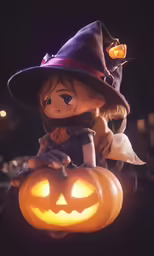 a young girl is dressed up as a witch