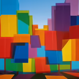 a brightly colored wall next to a building