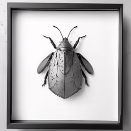 the picture in black frame has a picture of a bug