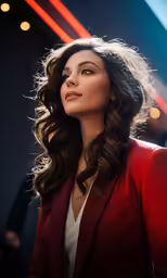 the image of a woman with curly hair looking up