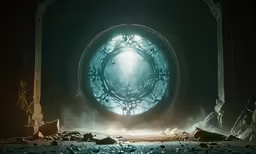 there is an archway leading out to a ring