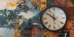a large clock is shown on a wall