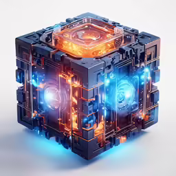 the cube is lit up with some lights