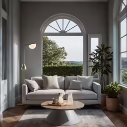 the inside of an elegant living room with furniture
