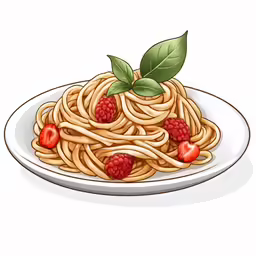 pasta with raspberries on top, served on a plate