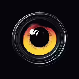 an orange and yellow eyeball with black background