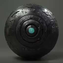 a sphere shaped object is shown with water drops