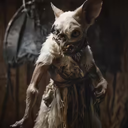 a white wolf walking away from the camera