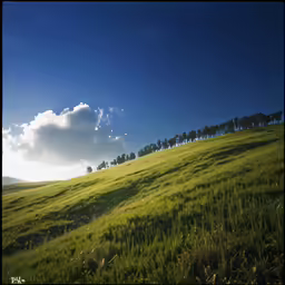 a lush green hillside filled with trees