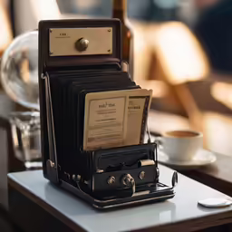 an old style stereo sitting on top of a table